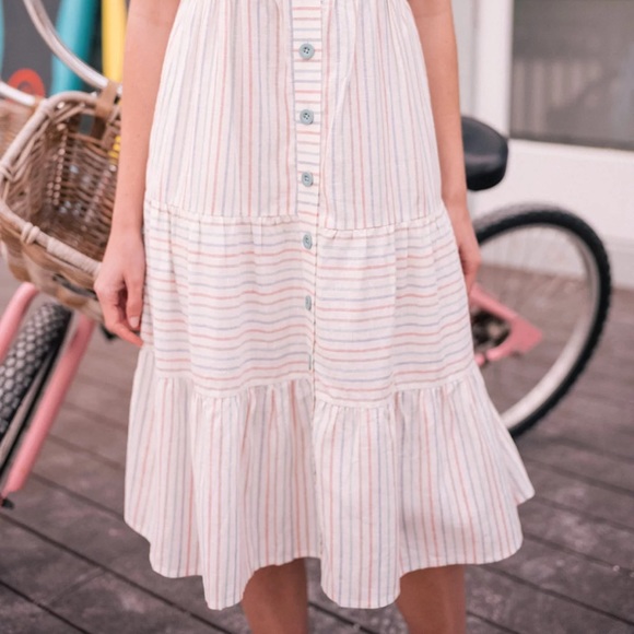 Gal Meets Glam Striped Midi Dress - Pink and Blue - Picture 3 of 4